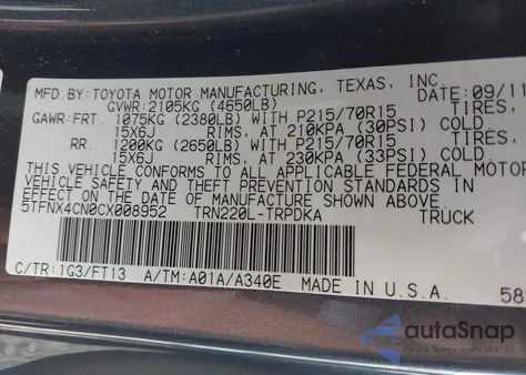 2012 Toyota Tacoma z USA, uszkodzony, nr VIN 5TFNX4CN0CX008952